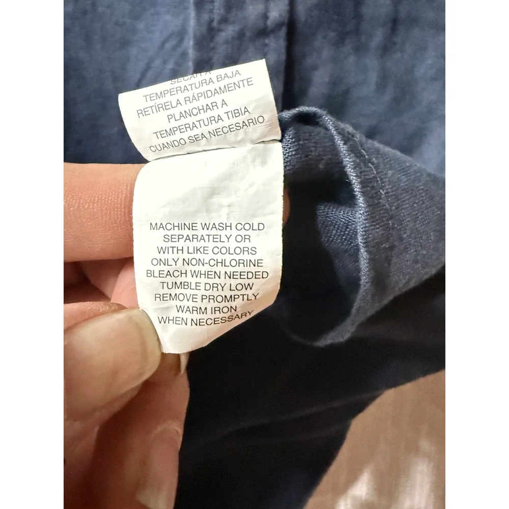 The Children's Place Boys Button Down Longsleeve Blue Linen Size L (10/12)